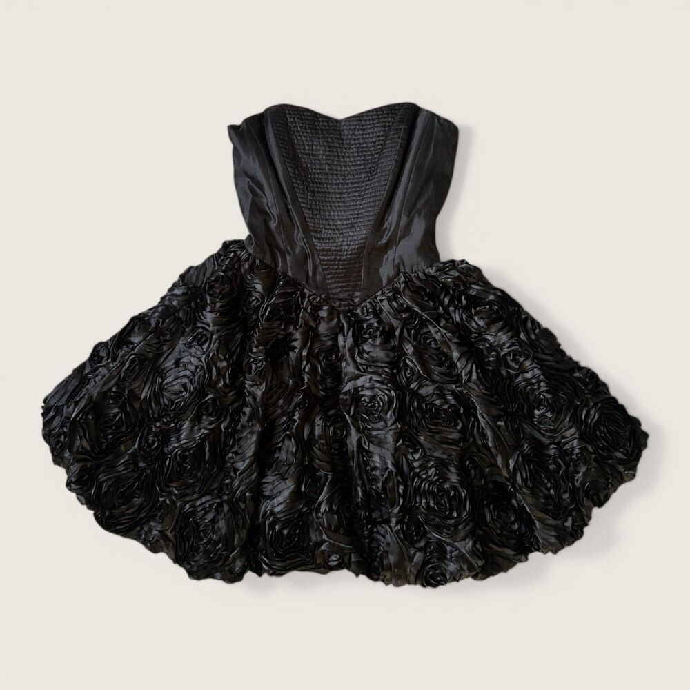 Vintage Betsey Johnson Collection Black Rosette Mini Dress Y2K Size 0